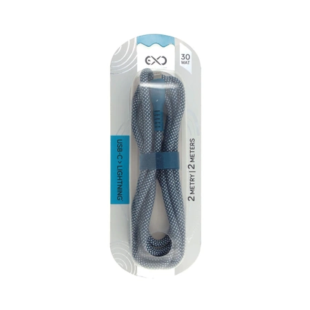 Kabel USB-C - Lightning, 30 W, 2 m, czarny, eXc