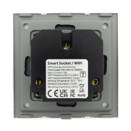 Gniazdko elektryczne z watomierzem - sterowanie WiFi + Bluetooth - szklana ramka - białe - Tawoia Smart Home