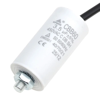 Kondensator rozruchowy do silnika 3,5µF 450VAC, CBB60, przewody 15 cm, Ø30 × 58 mm, EPERS