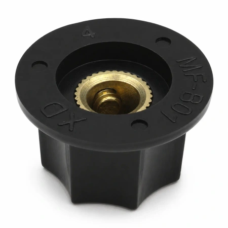Gałka z kołnierzem do potencjometru na oś 6mm - 17x16mm - z bakelitu, czarna - GBS17