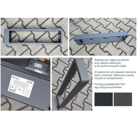 Słupek ogrodowy LED RIO, lampa IP54 50cm, kolor RAL7021 czarny szary