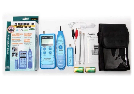 Tester LAN RJ45, RJ11, BNC, USB, IEEE1394, szukacz par, Proskit MT-7059