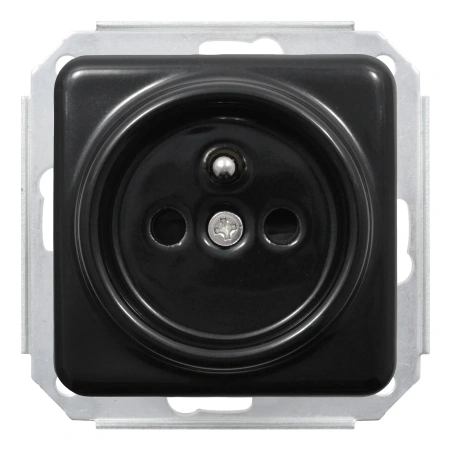 2x Gniazdo elektryczne kwadratowe z ramką podwójną, czarne, montaż podtynkowy, Ceramic Loft