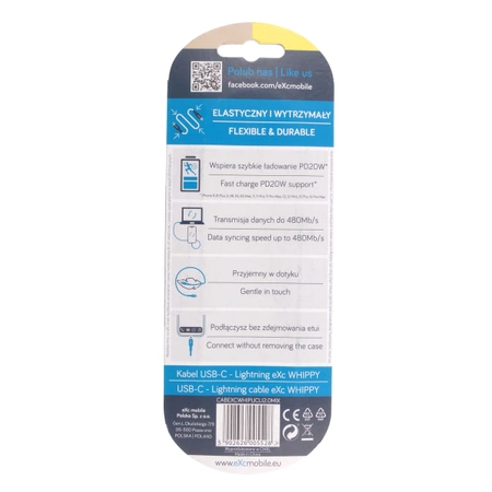 Kabel Lightning - USB-C 2m, 3A, eXc WHIPPY