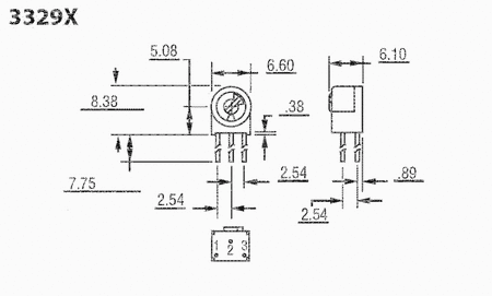 Potencjometr montażowy 3329X - 1kom pionowy 0,5W