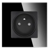Gniazdo elektryczne pojedyncze z bolcem - szklana ramka - czarne - Tawoia Glass