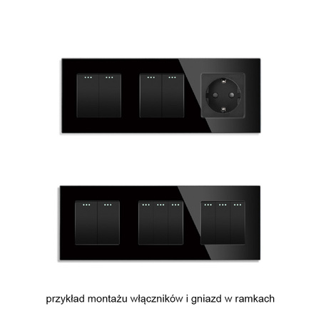 Włącznik podwójny czarny podtynkowy (moduł bez ramki) - TAWOIA Glass