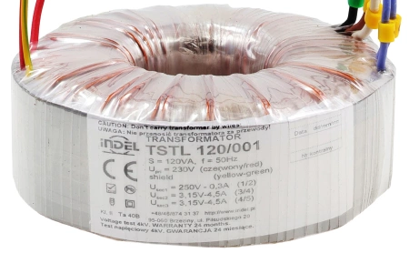 Transformator toroidalny 120VA Indel TSTL 120/001 230V (250V, 3.15V, 3.15V) do wzmacniaczy lampowych