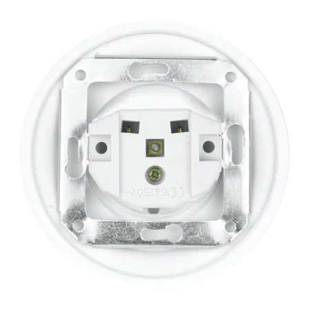 Gniazdo elektryczne z ramką, ceramiczne, montaż podtynkowy, kolor biały Ceramic Loft