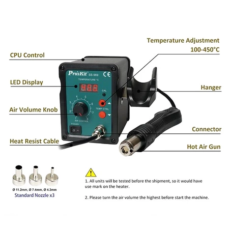 Stacja lutownicza hotair 700W 120L/min, Proskit SS-969B