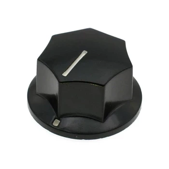 Gałka z kołnierzem do potencjometru na oś 6mm - 33x17mm - z bakelitu, czarna