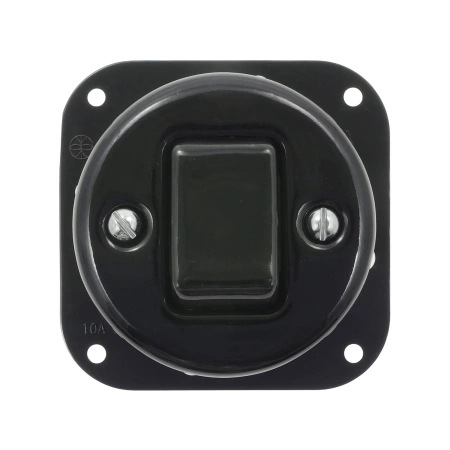 Włącznik światła pojedynczy dwubiegunowy ceramiczny, okrągły z ramką, podtynkowy czarny Ceramic Loft