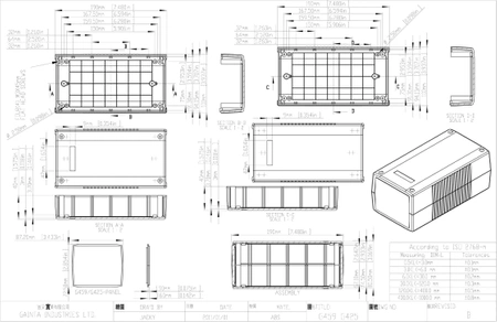 Obudowa 190x100, h=80mm ABS UL94V0, z panelem, G459