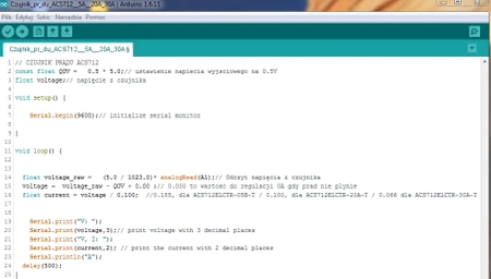 Moduł pomiaru prądu ACS712 - 5A - czujnik / sensor prądu - ARDUINO