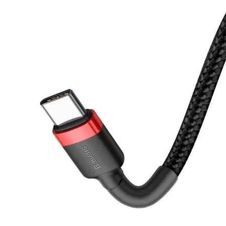 Kabel USB C-C 1m, szybkie ładowanie PD2.0 60W, QC3.0, nylonowy oplot, czarno-czerwony Baseus