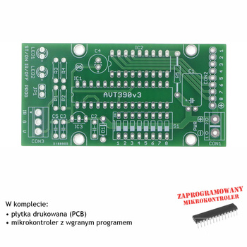 8-kanałowy przełącznik na podczerwień (max 8 x 200mA/12V), PCB i mikroprocesor do projektu AVT390