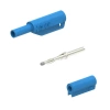Wtyk bezpieczny 2mm z tuleją stałą i gniazdem 2mm, przykręcany, niebieski