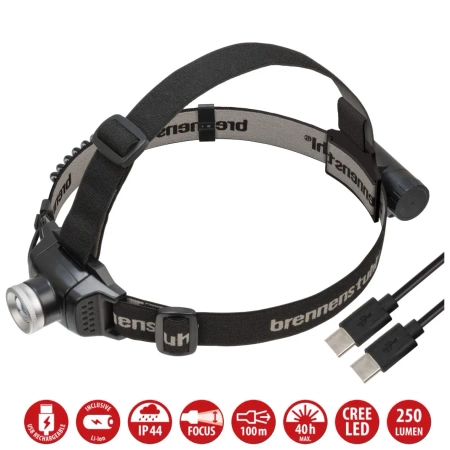 Akumulatorowa latarka czołowa LED LuxPremium KL 251 AF - 250lm - USB-C - Brennenstuhl