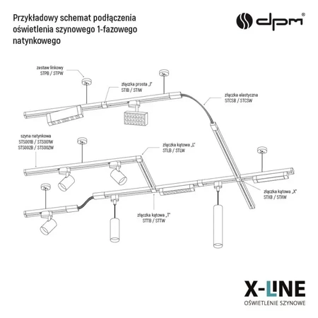 Lampa szynowa LED liniowa, 20W, 2020lm, 4000K, czarna, X-LINE