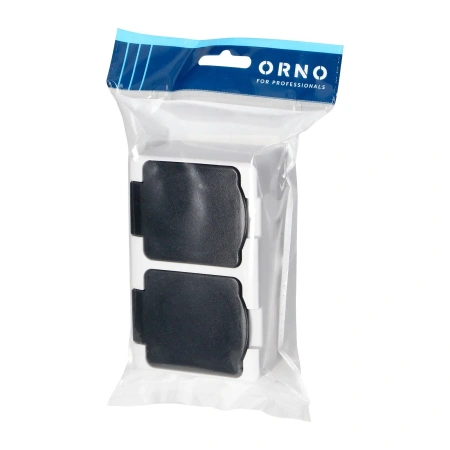 Gniazdo podwójne Schuko ORNO AQUATIC MINI IP54 16A 230V natynkowe biało-czarne