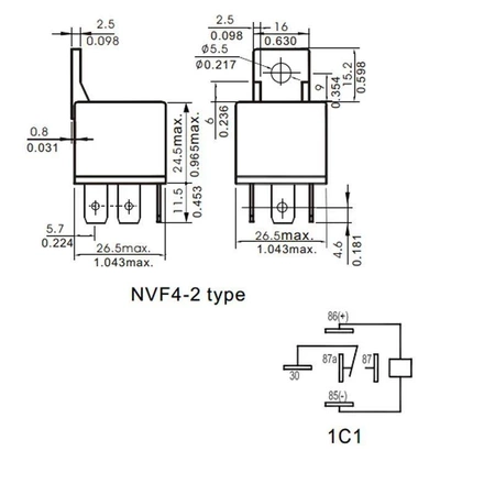 Przekaźnik samochodowy NFV4 SPDT, 12V, 30A, ucho