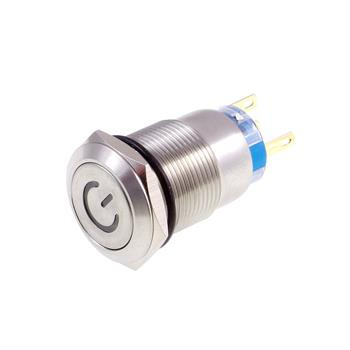 Przycisk wandaloodporny W19F11DB12/S 19mm, monostabilny 1NO1NC, niebieskie podświetlenie POWER