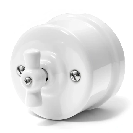 Natynkowy włącznik obrotowy pojedynczy biały Ceramic Loft