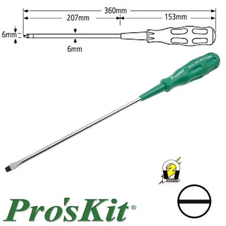 Wkrętak płaski 6 mm Pro-Soft, długość 360 mm, ProsKit 89417A