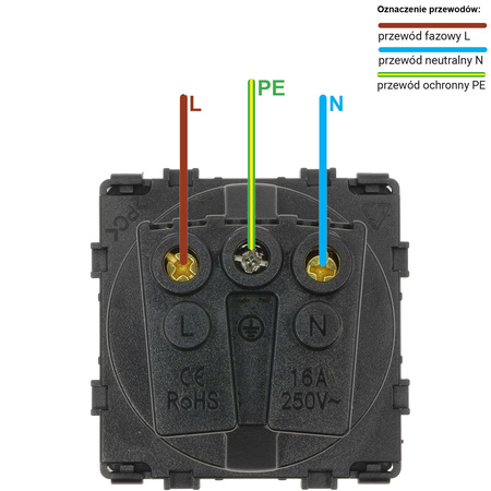Moduł - gniazdo elektryczne Schuko - czarny - Tawoia Glass