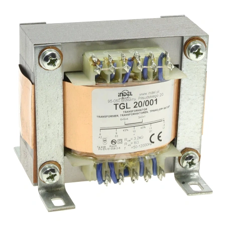 Transformator głośnikowy Indel TGL 20/001, 20 W, 3,2 kΩ/8 Ω, Push-Pull