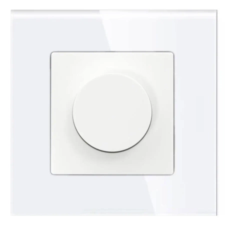 Ściemniacz dimmer 500W, 80W dla LED, regulator obrotów wentylatora - szklana ramka - biały - Tawoia Glass