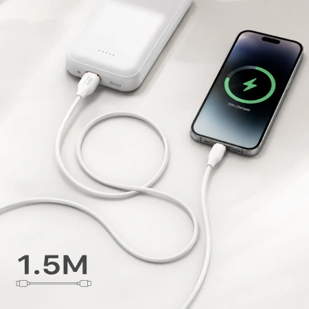 Kabel USB-C - Lightning, 30 W, 1,5 m, biały, Miccell, MIC-003745