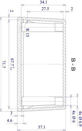 Obudowa 72x124, h=37mm, jasna, Z77