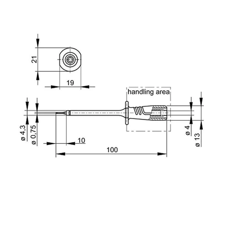 Sonda probiercza do SMD 99mm, bezpieczna, gniazdo 4mm, igła sprężynująca, czerwona