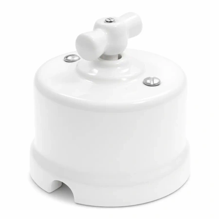 Natynkowy włącznik obrotowy pojedynczy biały Ceramic Loft