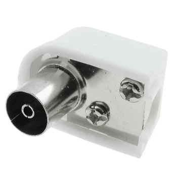 Gniazdo antenowe na kabel kątowe małe białe