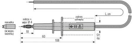 Przewód bezpieczny w.n. 5kV z sondą probierczą czarny 1m