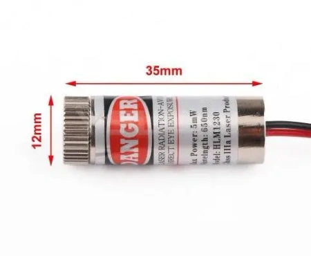 Moduł laserowy 650nm 5mW 3-6VDC wiązka krzyżyk (+), kolor czerwony