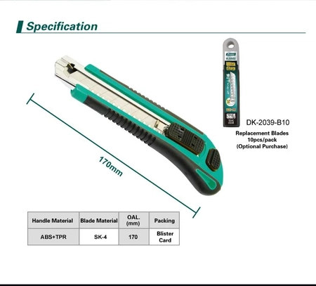 Nożyk metalowy z łamanym ostrzem i magazynkiem, DK2039 Proskit