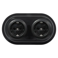 2x Gniazdo elektryczne Schuko okrągłe z ramką podwójną, czarne, montaż podtynkowy, Ceramic Loft