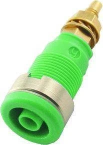 Gniazdo bezpieczne 4mm M4+lutowane, 32A, zielone