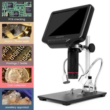 Mikroskop HDMI do lutowania SMD, serwisu elektroniki i kontroli PCB, ekran 7″ – Andonstar AD407