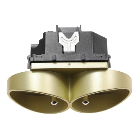 Gniazdo elektryczne podwójne z bolcem - szklana ramka - złote - Tawoia Glass