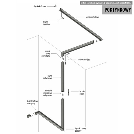 Reflektor szynowy magnetyczny liniowy podwójny regulowany 6W 480lm 4000K biały M-LINE