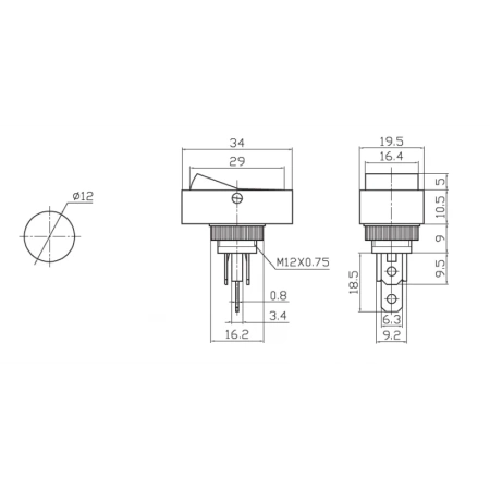 Przełącznik samochodowy ASW-11D czerwony 12V/20A on-off