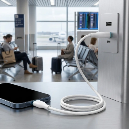 Kabel USB-A - USB-C, 2,4 A, 1 m, biały, Miccell, MIC-004034
