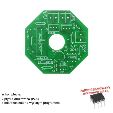 Przełącznik do żyrandola v2, PCB i mikroprocesor do projektu AVT3048