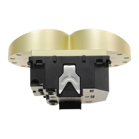 Gniazdo elektryczne podwójne z bolcem - szklana ramka - złote - Tawoia Glass