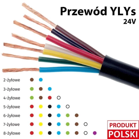 Przewód samochodowy YLY-s 7 × 0,5 mm2, żyły wielodrutowe, 24 V, 1 mb