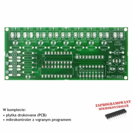 Programowany sterownik LED, PCB i mikroprocesor do projektu AVT1881